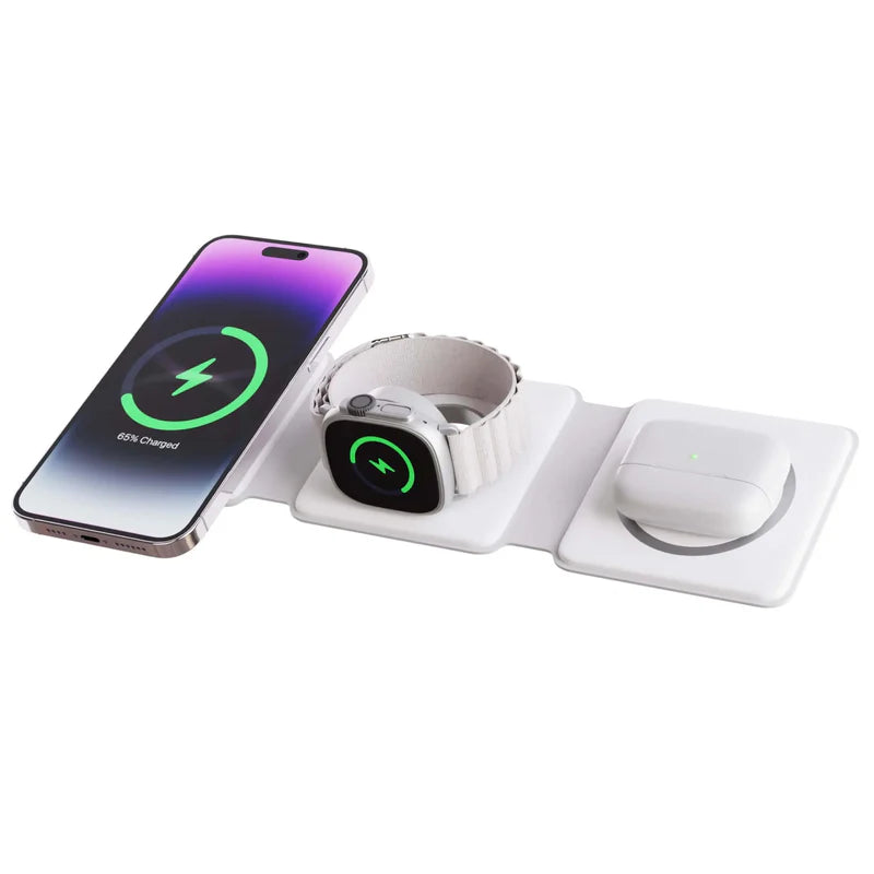 TriCharge Pro: 3-in-1 Magnetic Wireless Charging Station