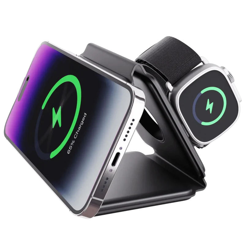 TriCharge Pro: 3-in-1 Magnetic Wireless Charging Station